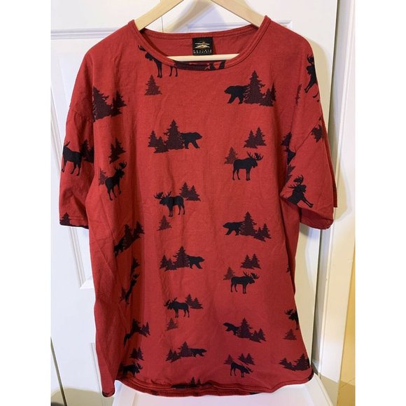 VTG T SHIRT ANIMAL‎ PRINT PRAIRIE MOUNTAIN SZ XL Men’s Red - Picture 4 of 6